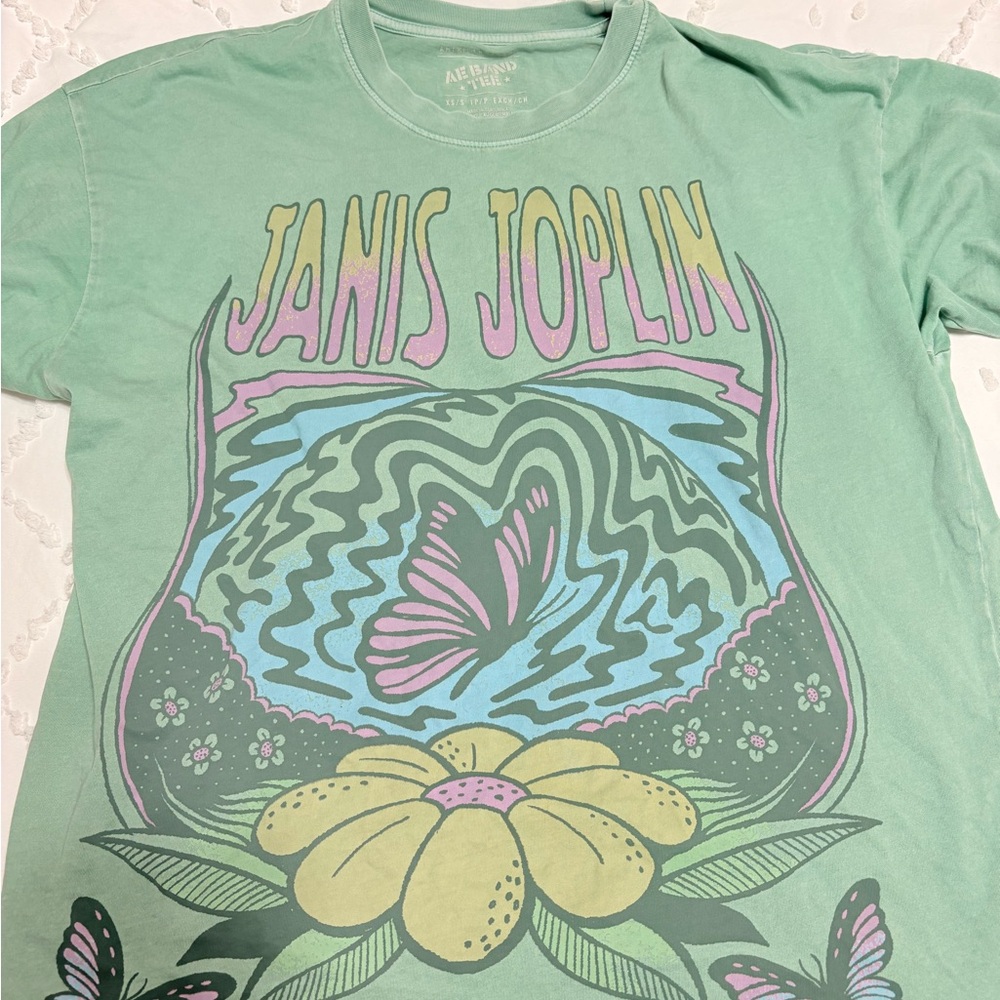 American Eagle Outfitters Mint Green Janis Joplin Graphic Tee